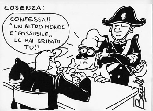 Gli arresti di Cosenza vignetta di Bene