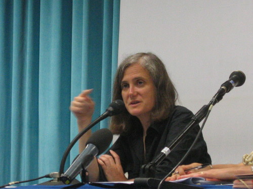 Amy Goodman, conduttrice di "Democracy Now!" (www.democracynow.org), programma radiofonico e televisivo statunitense di informazione alternativa.