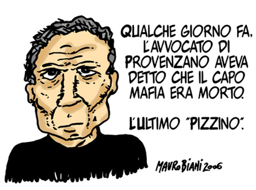Provenzano catturato. Vignetta di Mauro Biani http://maurobiani.splinder.com/