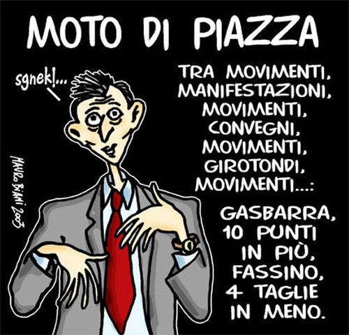 Fassino, moto di piazza Vignetta di Mauro Biani