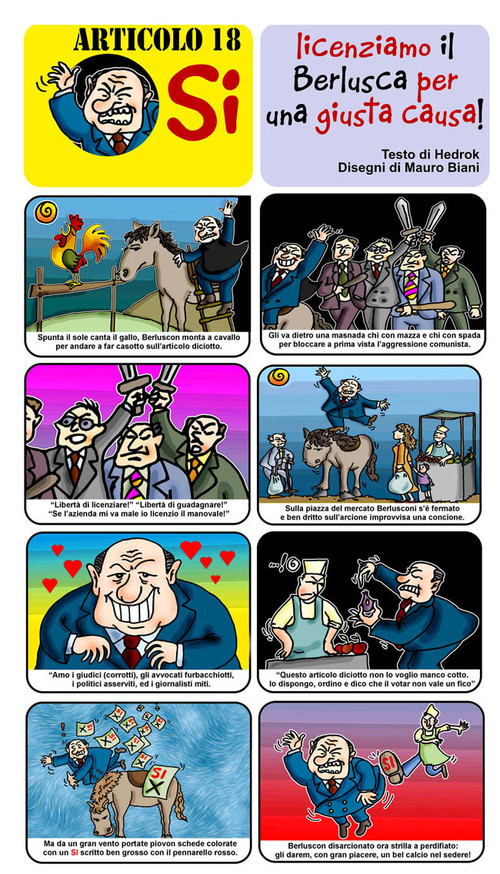 Art. 18: licenziamolo per una giusta causa! Vignetta di Mauro Biani